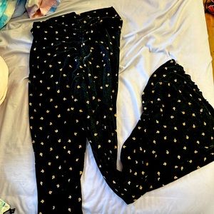 Black belle bottom pants with mushrooms